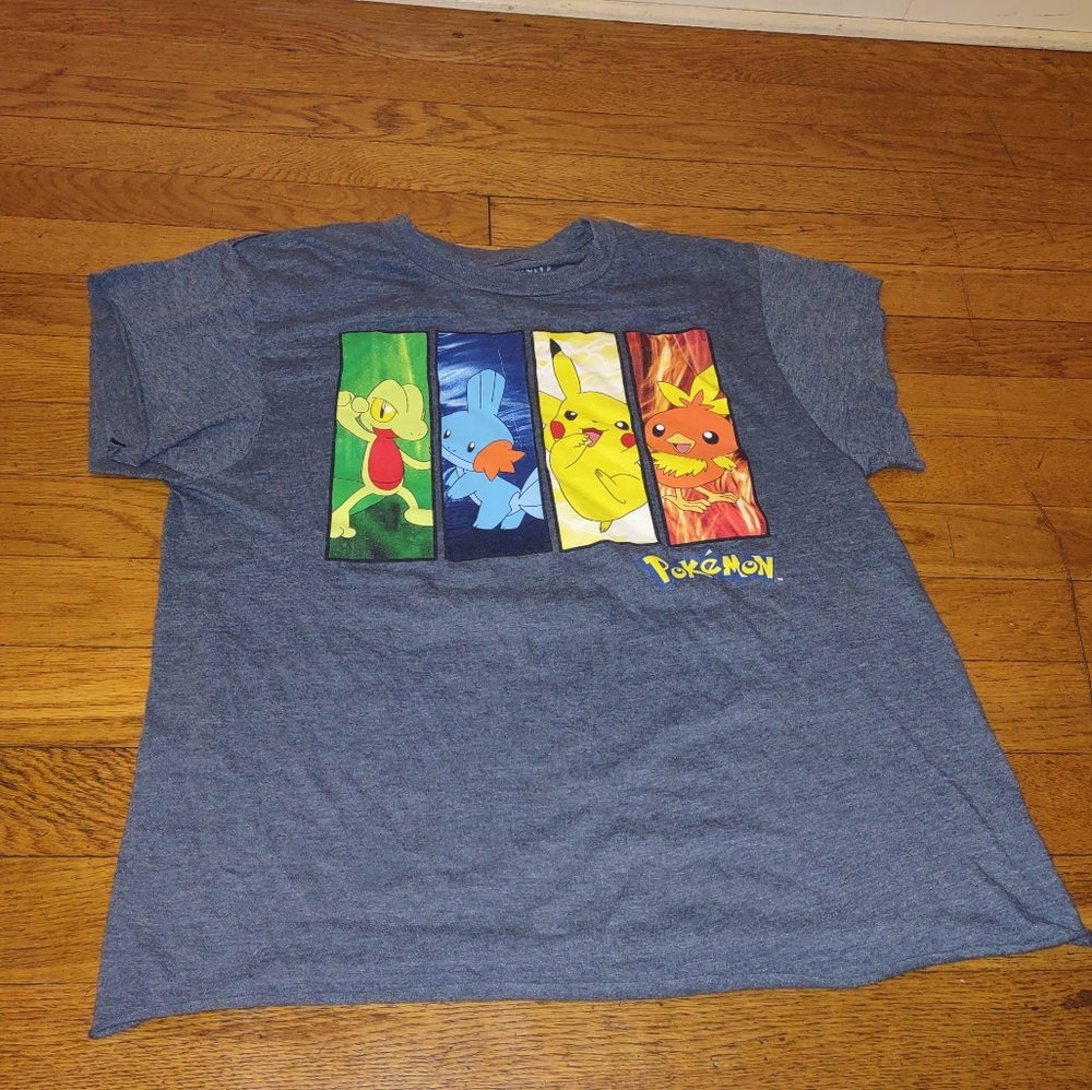 Pokemon retro blue nintendo video game graphic tee size small